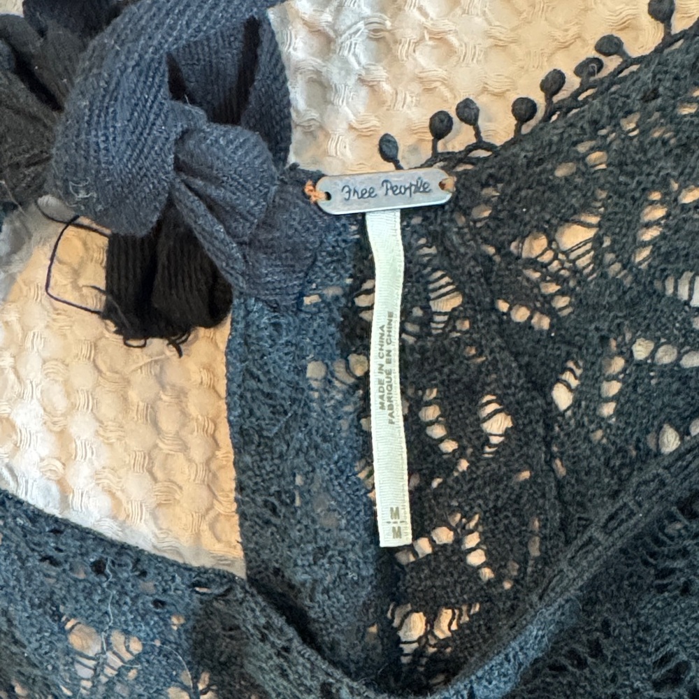 Free People Black Crocheted Long Sleeve Top - Picture 5 of 5